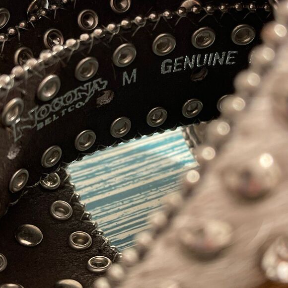 Nocona Women’s Leather/Calf Hair Rhinestone/Studs Western/Cowgirl Belt Size - Picture 11 of 14